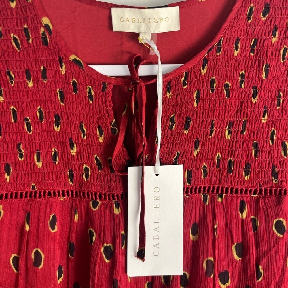 NWT Caballero VANYA DRESS IN PEACOCK RED DOT size xs - Picture 9 of 10